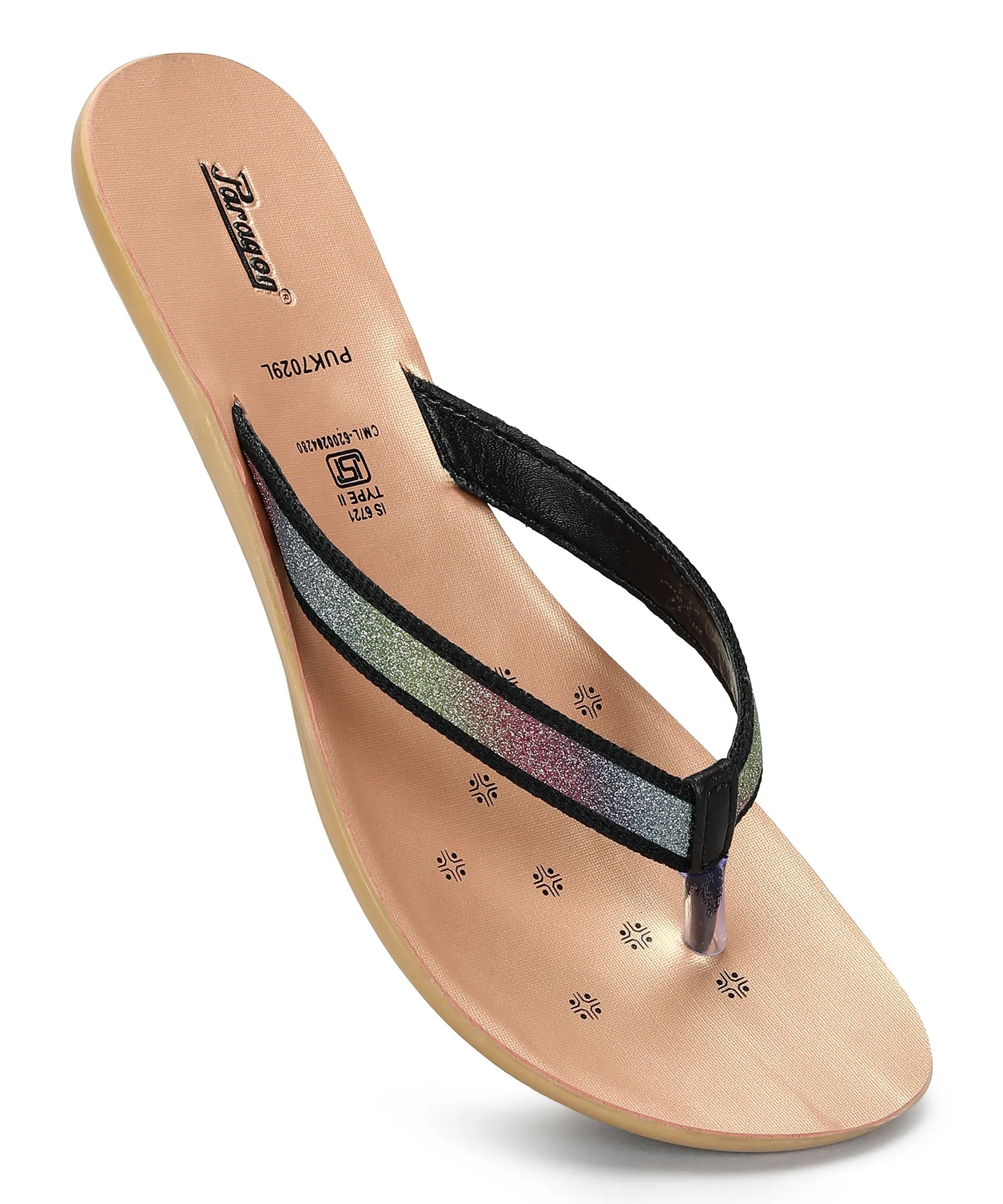 Paragon Women's Slip On Flat Black Sandals | Durable Dailywear Sandals
