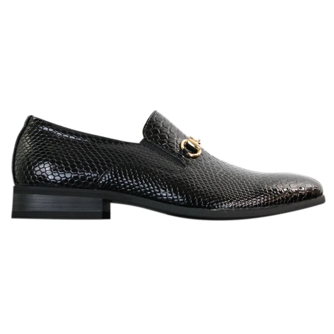 Patent Slip On Gold Buckle Leather Shoes