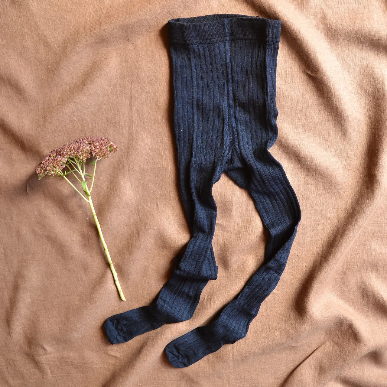 Ribbed Tights in Organic Merino/Cotton (3-10y)