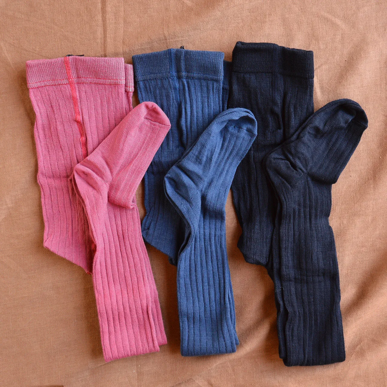Ribbed Tights in Organic Merino/Cotton (3-10y)