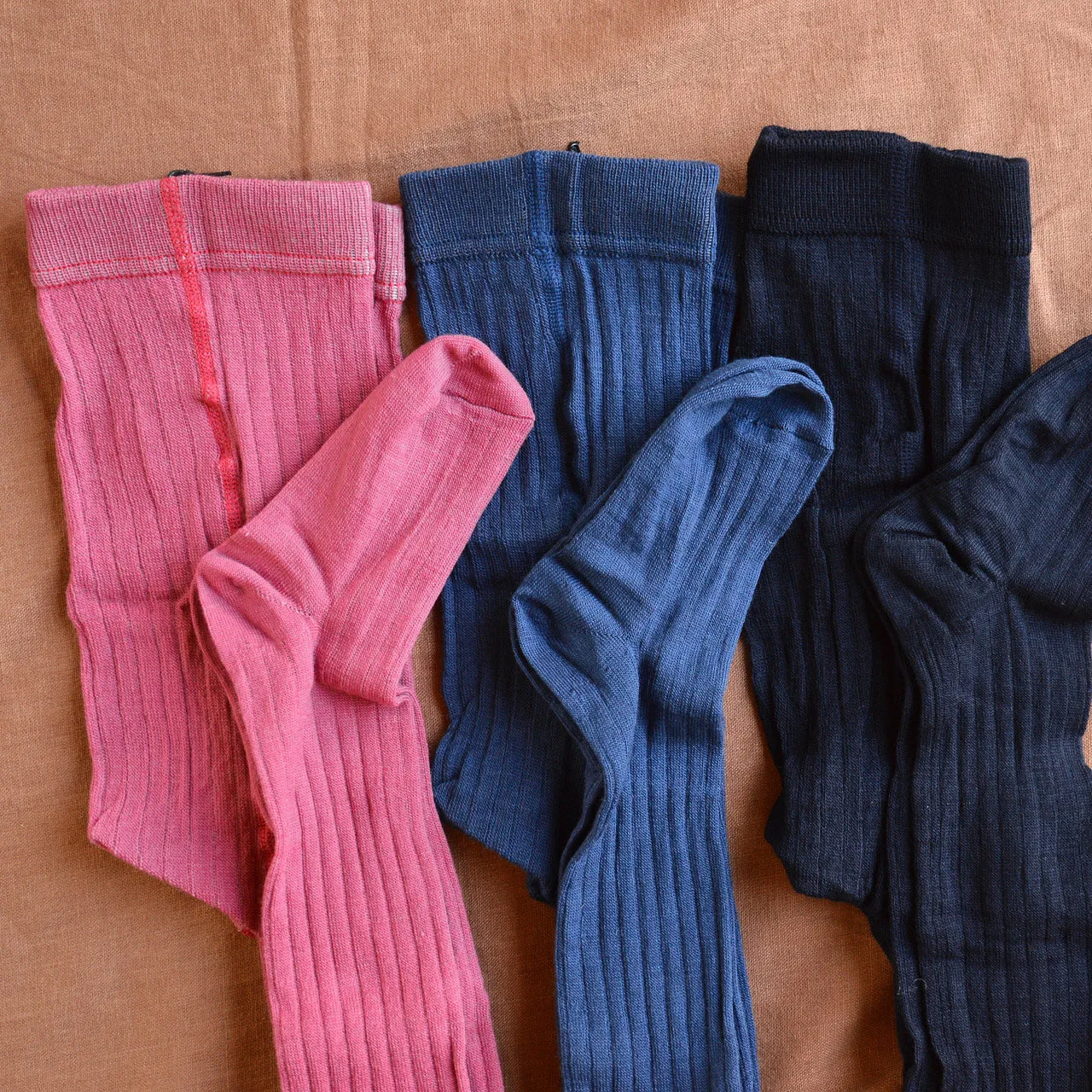 Ribbed Tights in Organic Merino/Cotton (3-10y)