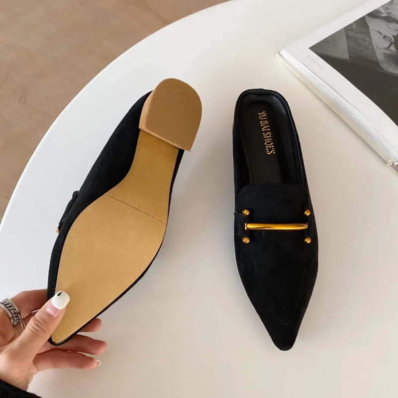 Rome Unicorn Flock Suede Thin Heels Women Flat Shoes