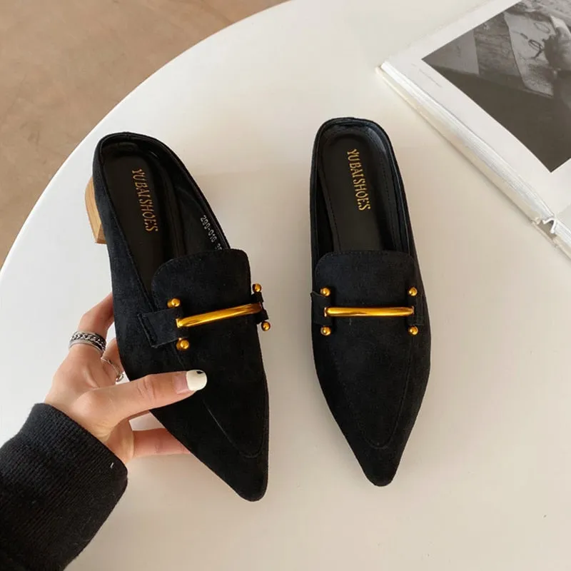 Rome Unicorn Flock Suede Thin Heels Women Flat Shoes