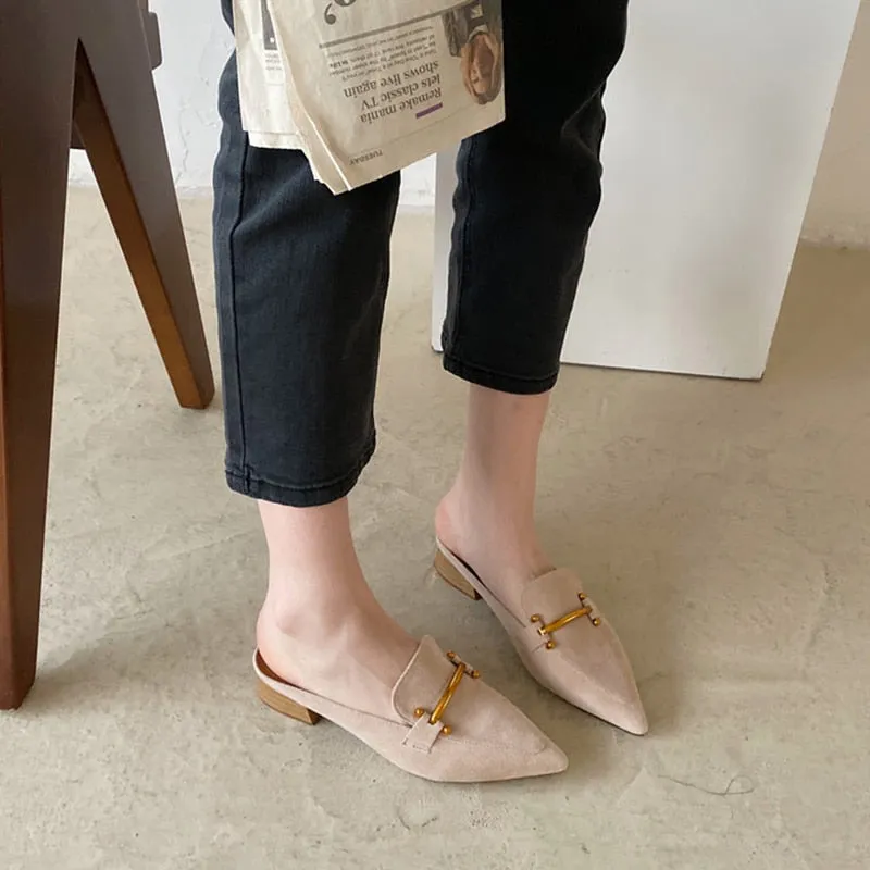 Rome Unicorn Flock Suede Thin Heels Women Flat Shoes