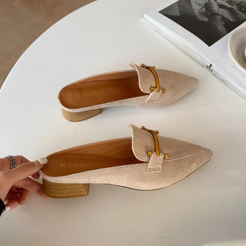 Rome Unicorn Flock Suede Thin Heels Women Flat Shoes