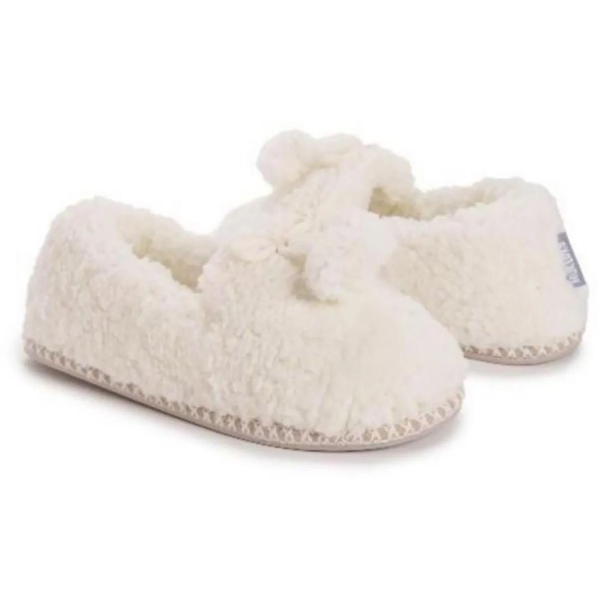 Rylee Mae Womens Bow Faux Fur Slide Slippers