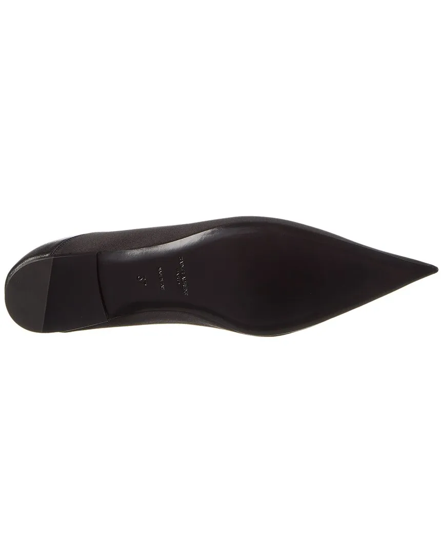 Saint Laurent Nour Silk & Leather Slipper