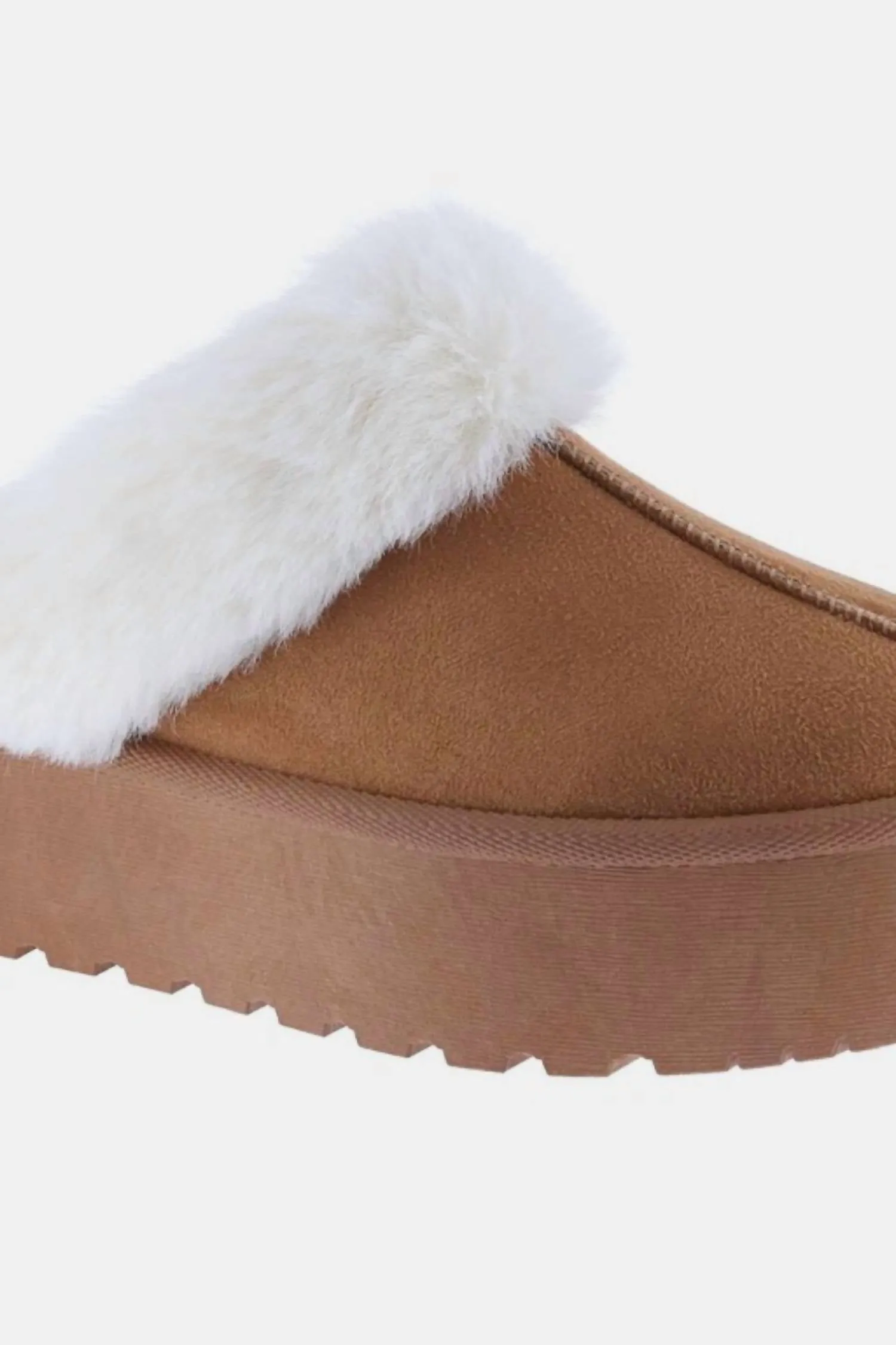 Snowbound Chunky Platform Slippers In Tan