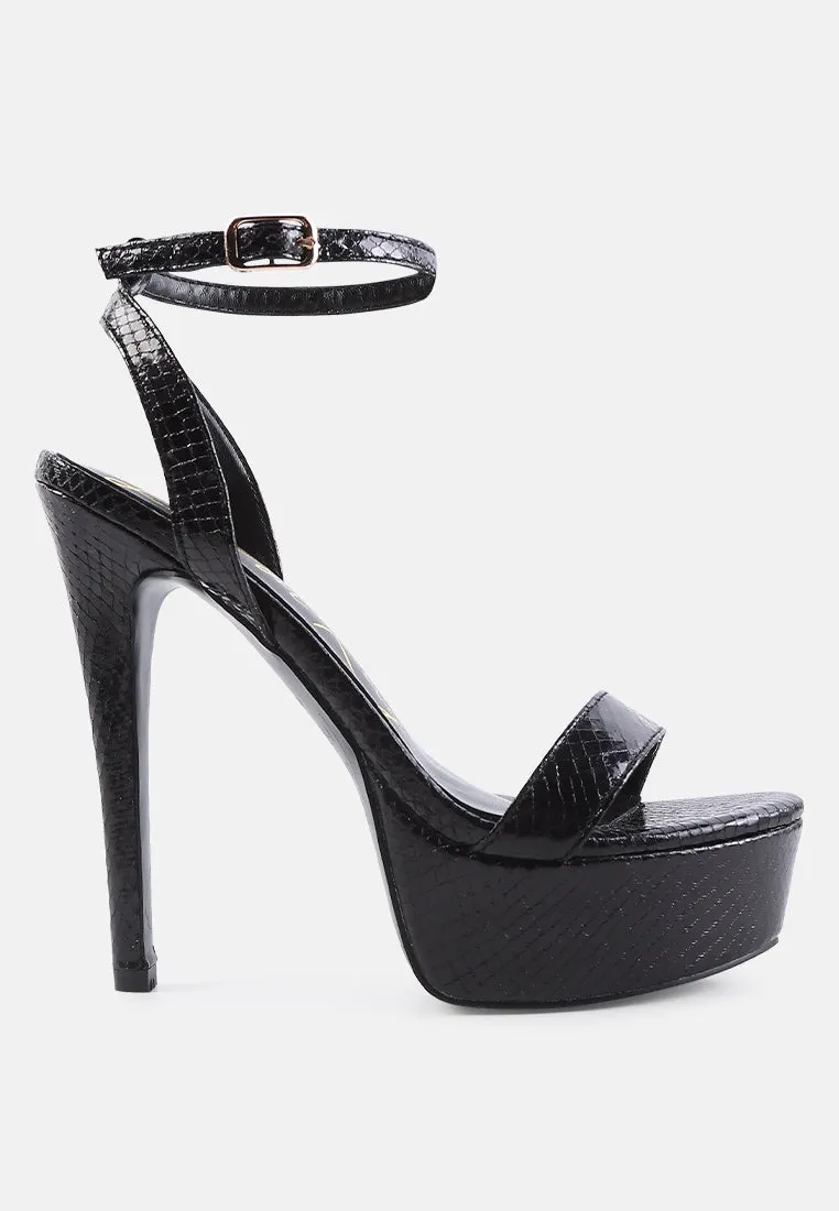 sweetheart croc platform high heeled sandals