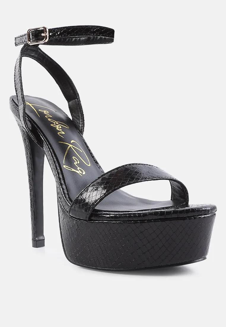 sweetheart croc platform high heeled sandals