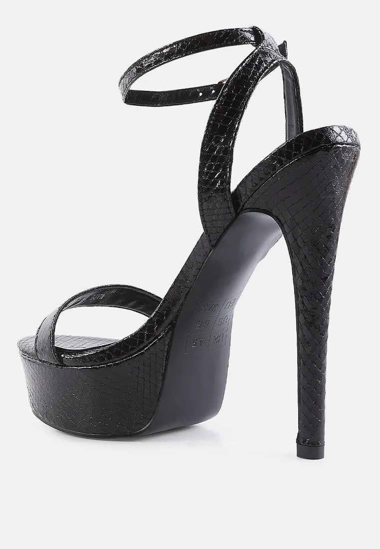 sweetheart croc platform high heeled sandals