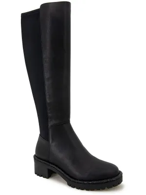 Tate Jewel Stretch Womens Block Heel Side Zip Knee-High Boots