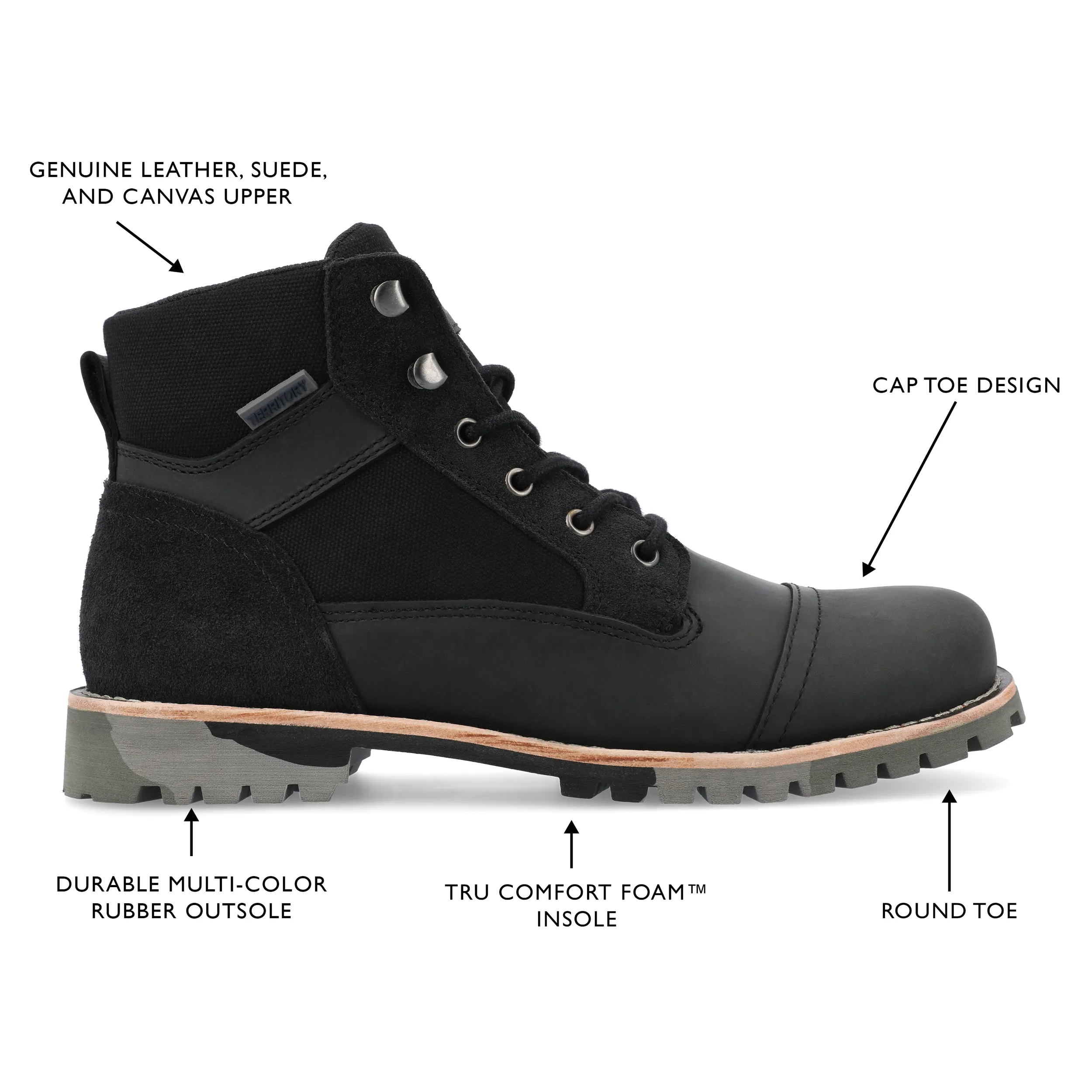 Territory Brute Water Resistant Cap Toe Lace-up Boot