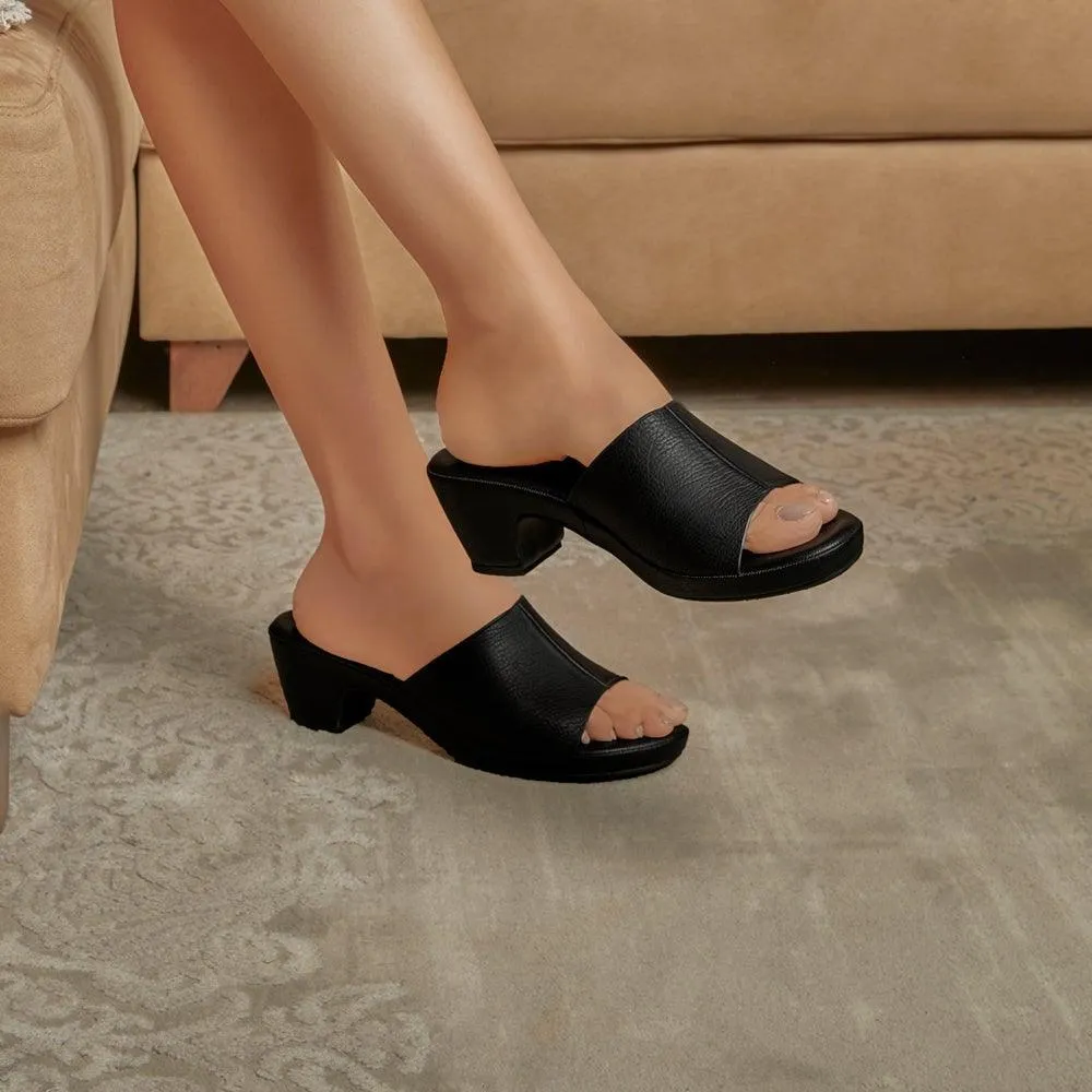 The Brixy Black Women's Casual Block Heel Sandals Tresmode