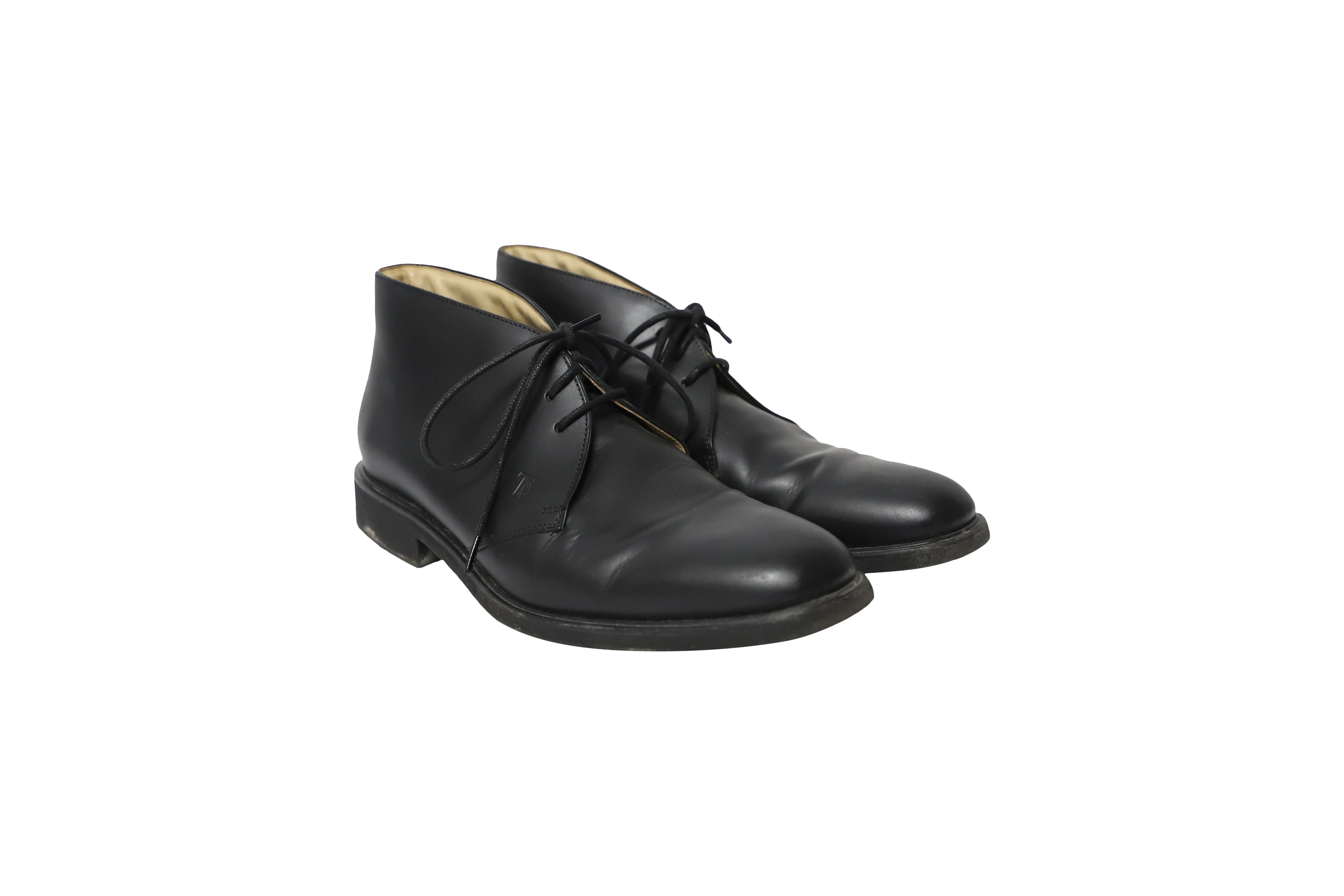 Tod's Desert Boots in Black Calfskin Leather
