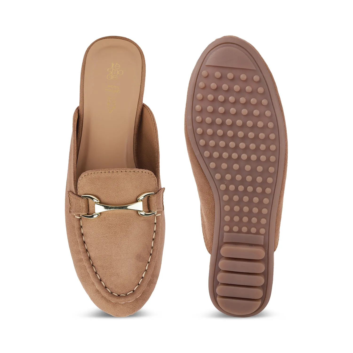 Tresmode Aflip Beige Women's Dress Mules