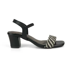 Tresmode Cescross Black Women's Dress Block Heel Sandals