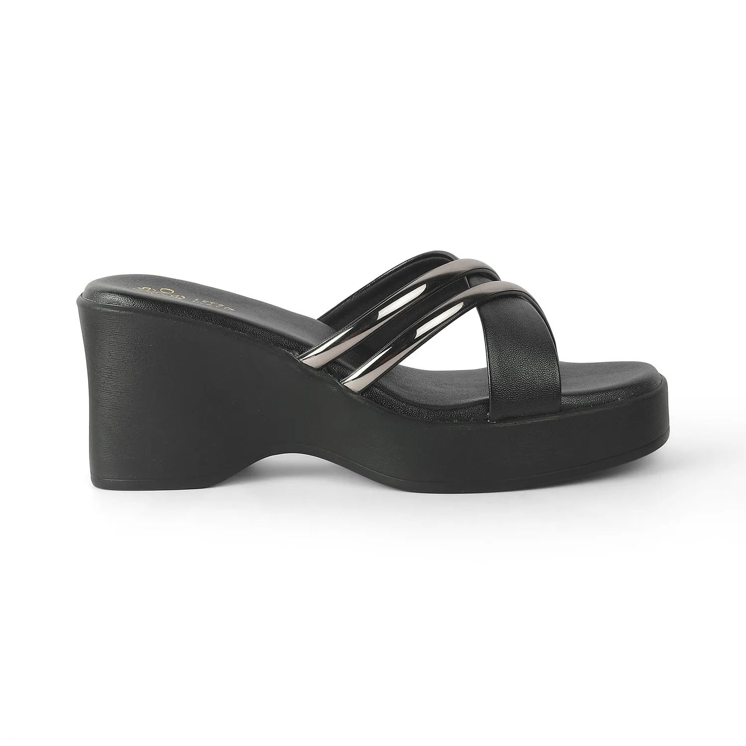 Tresmode Coglam Black Women's Dress Wedge Sandals