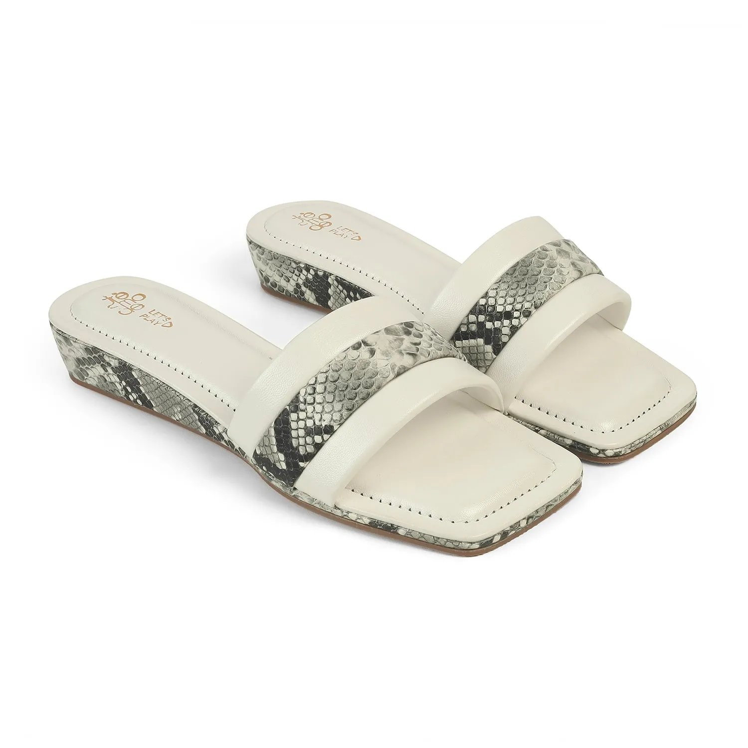 Tresmode Kelo White Women's Dress Small Wedge Sandals