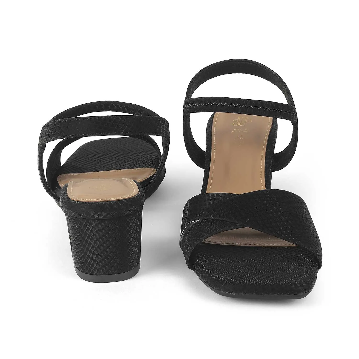 Tresmode Lux Black Women's Dress Block Heel Sandals