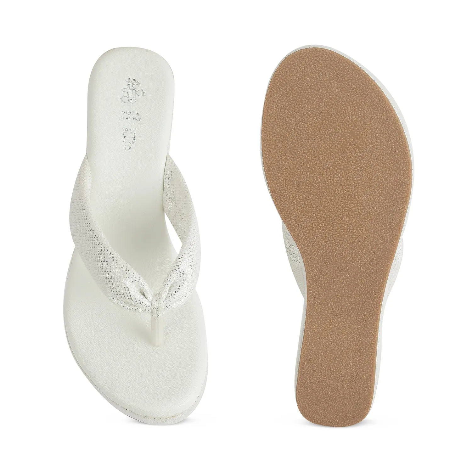 Tresmode Thede White Women's Dress Wedge Heel Sandals