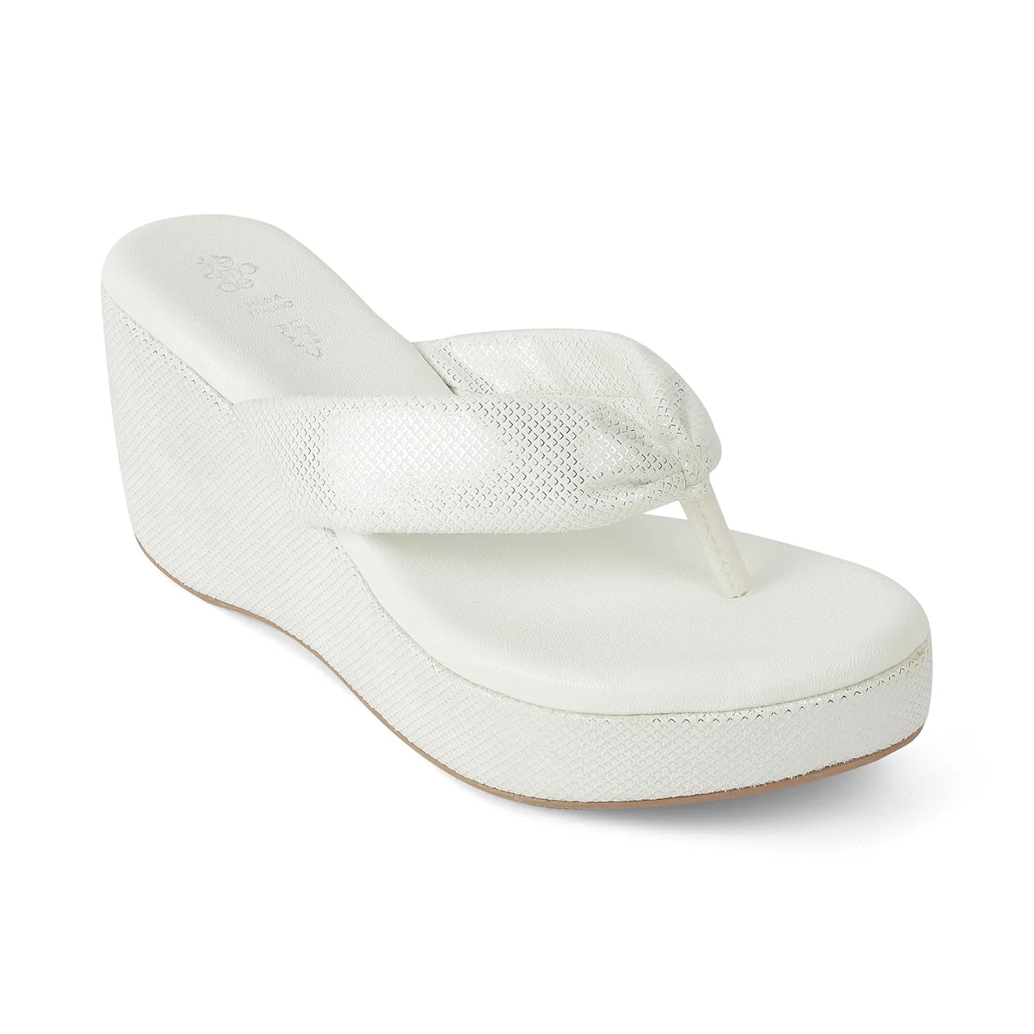 Tresmode Thede White Women's Dress Wedge Heel Sandals