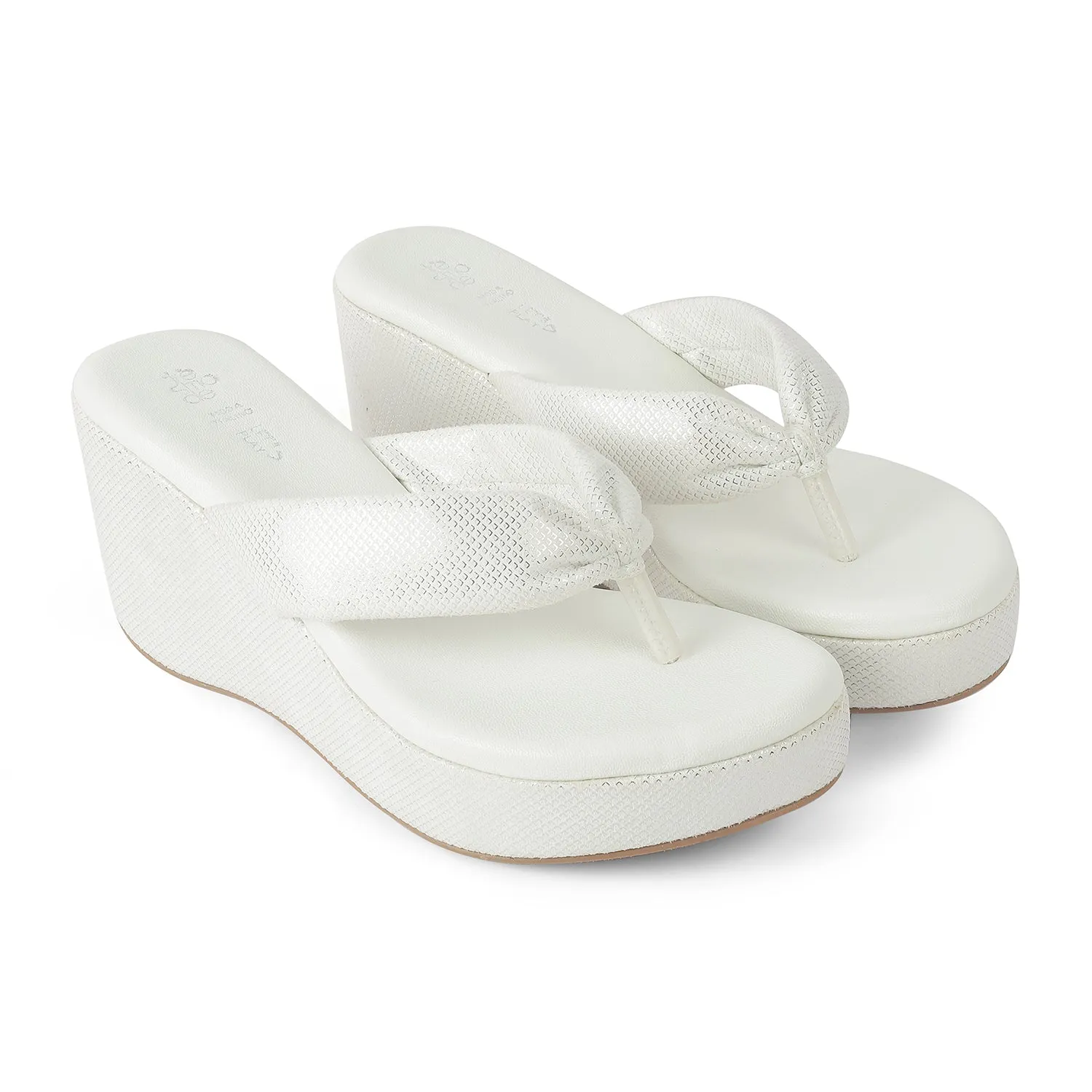 Tresmode Thede White Women's Dress Wedge Heel Sandals
