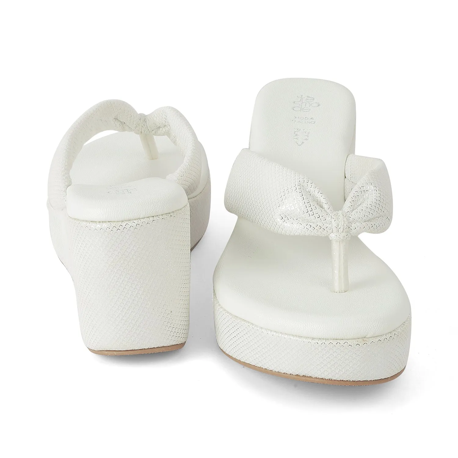 Tresmode Thede White Women's Dress Wedge Heel Sandals