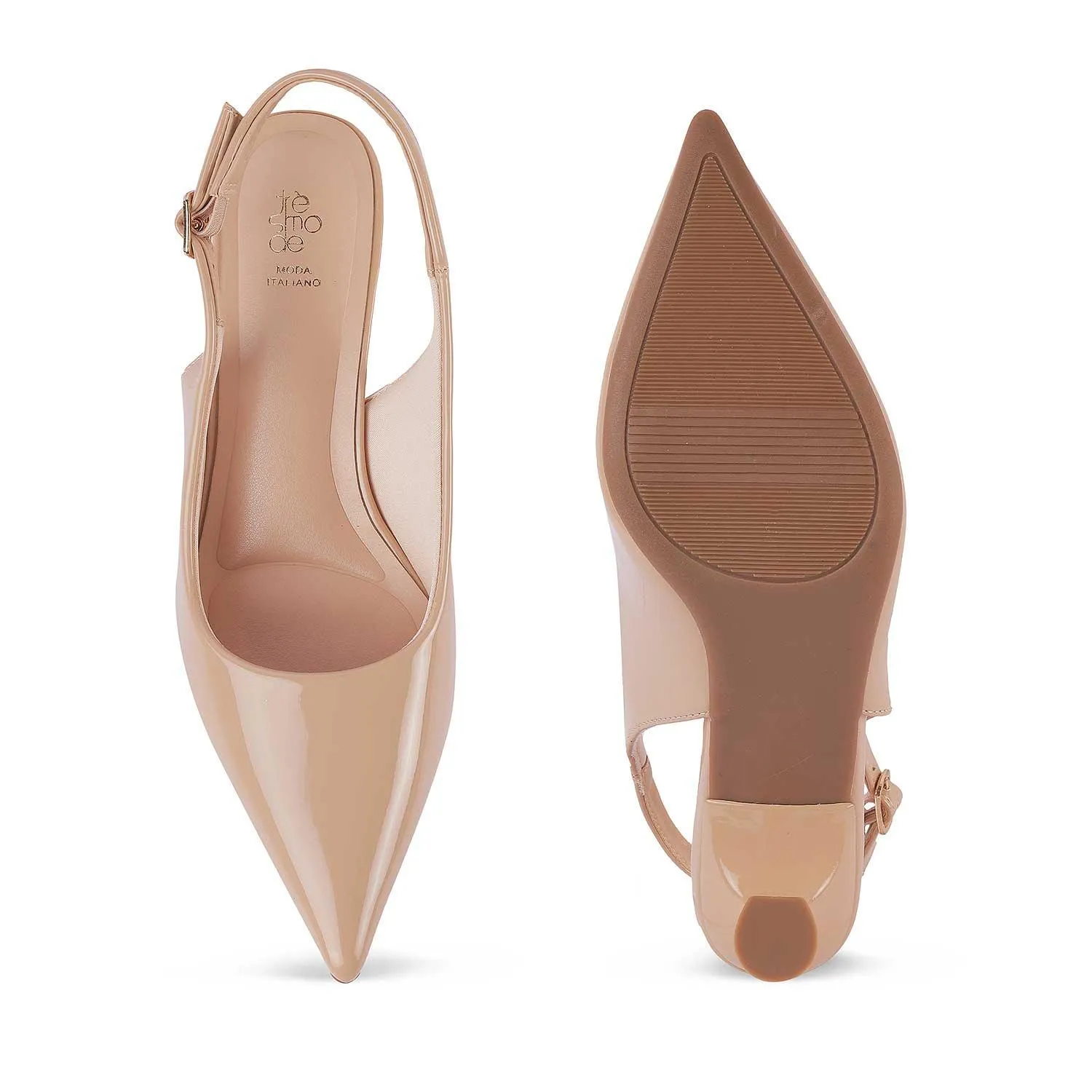 Tresmode Tokyo Beige Women's Dress Kitten Heel Slingback Pumps