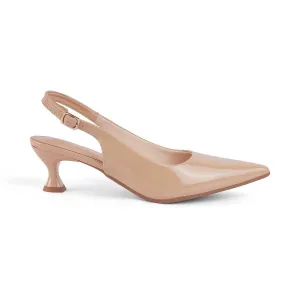 Tresmode Tokyo Beige Women's Dress Kitten Heel Slingback Pumps