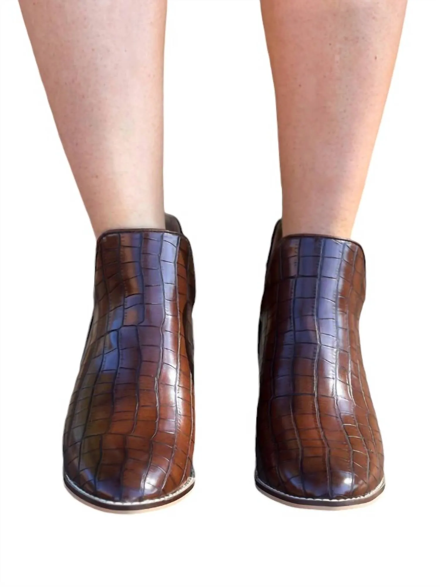 Vanish Crocodile Bootie In Dark Brown