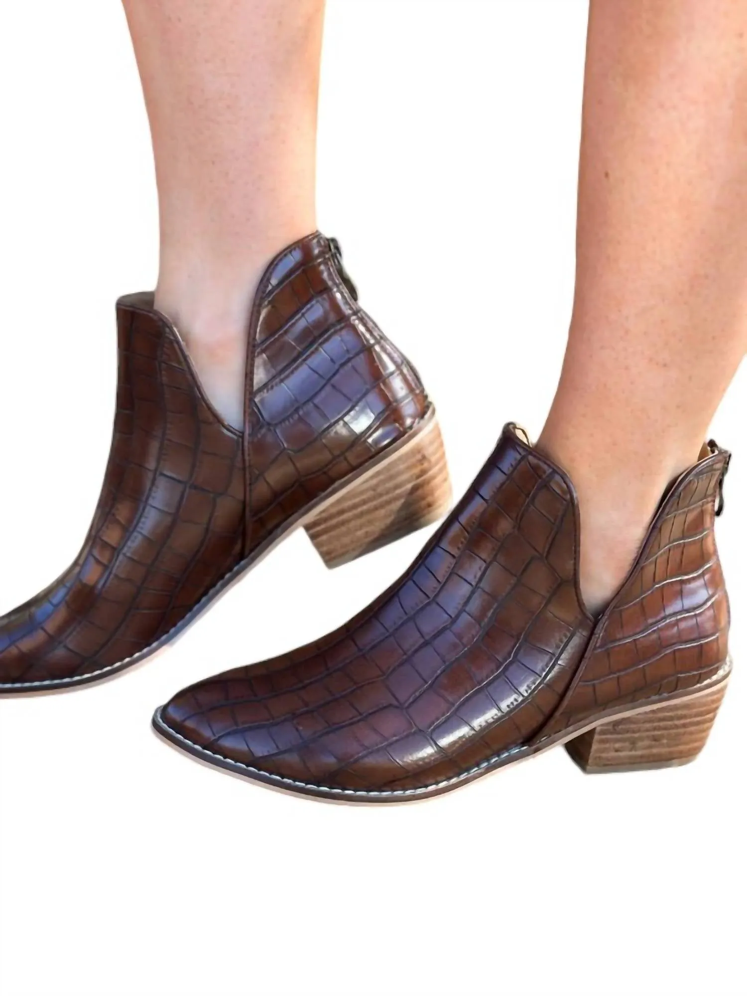 Vanish Crocodile Bootie In Dark Brown