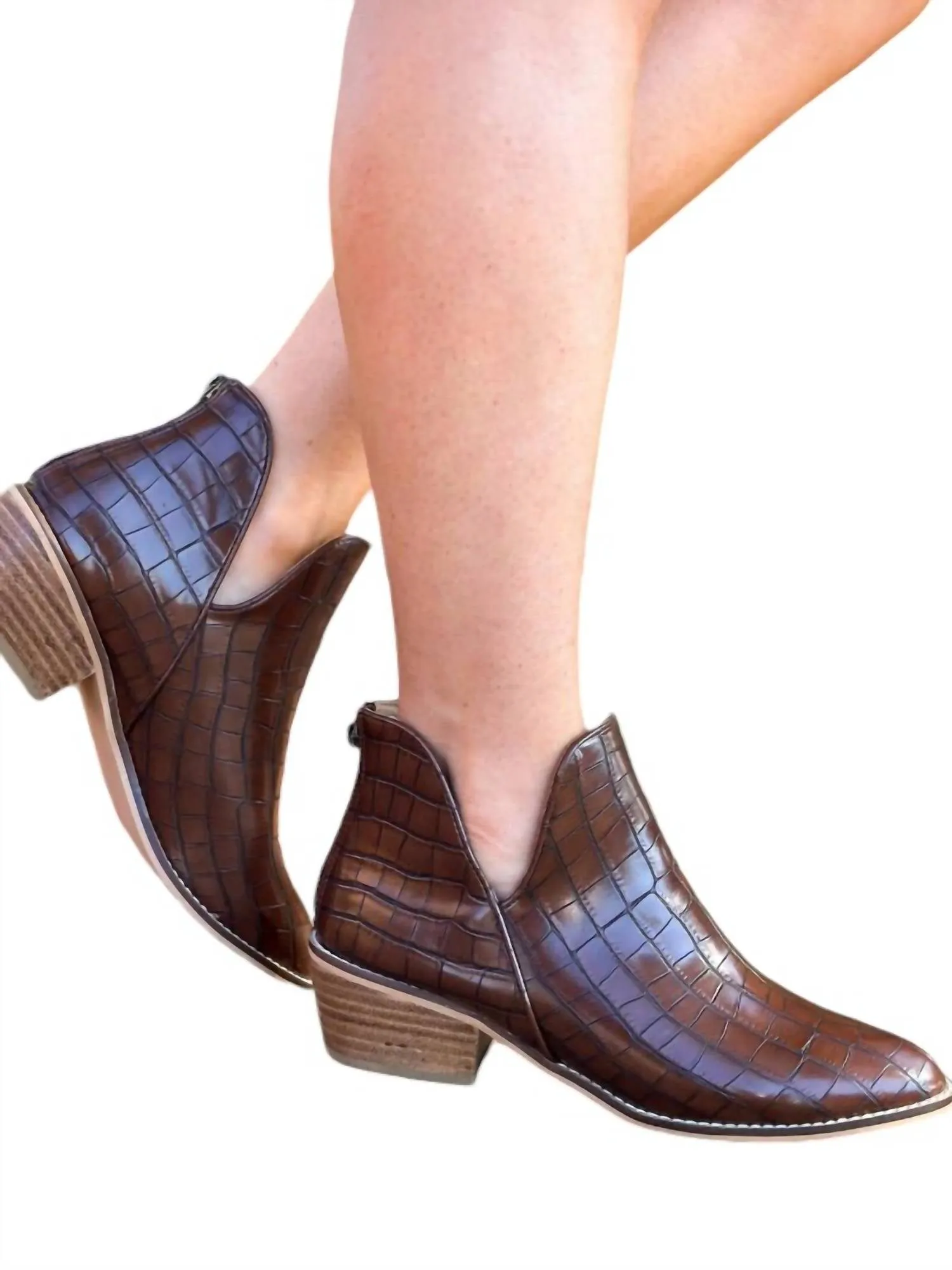 Vanish Crocodile Bootie In Dark Brown