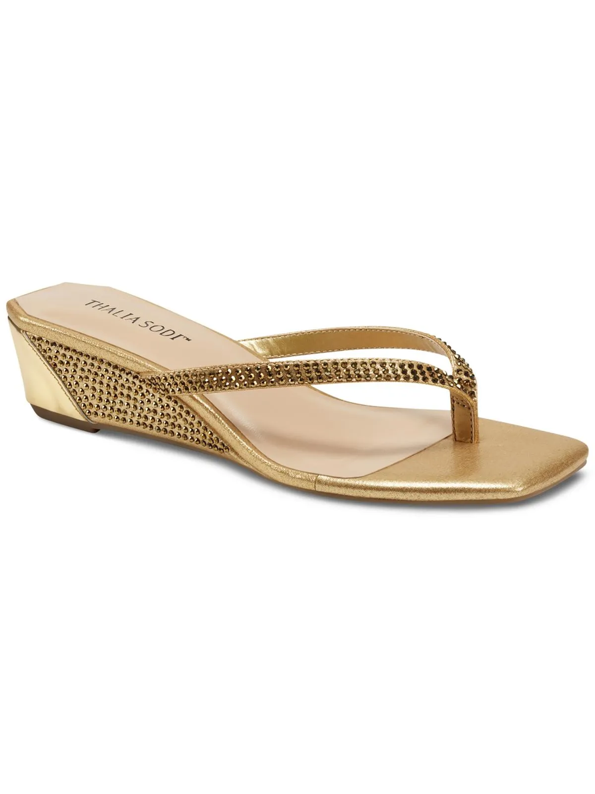 Verra Womens Faux Suede Square Toe Wedge Sandals