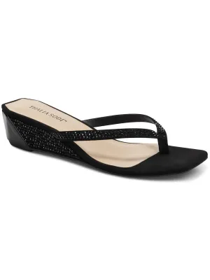 Verra Womens Faux Suede Square Toe Wedge Sandals