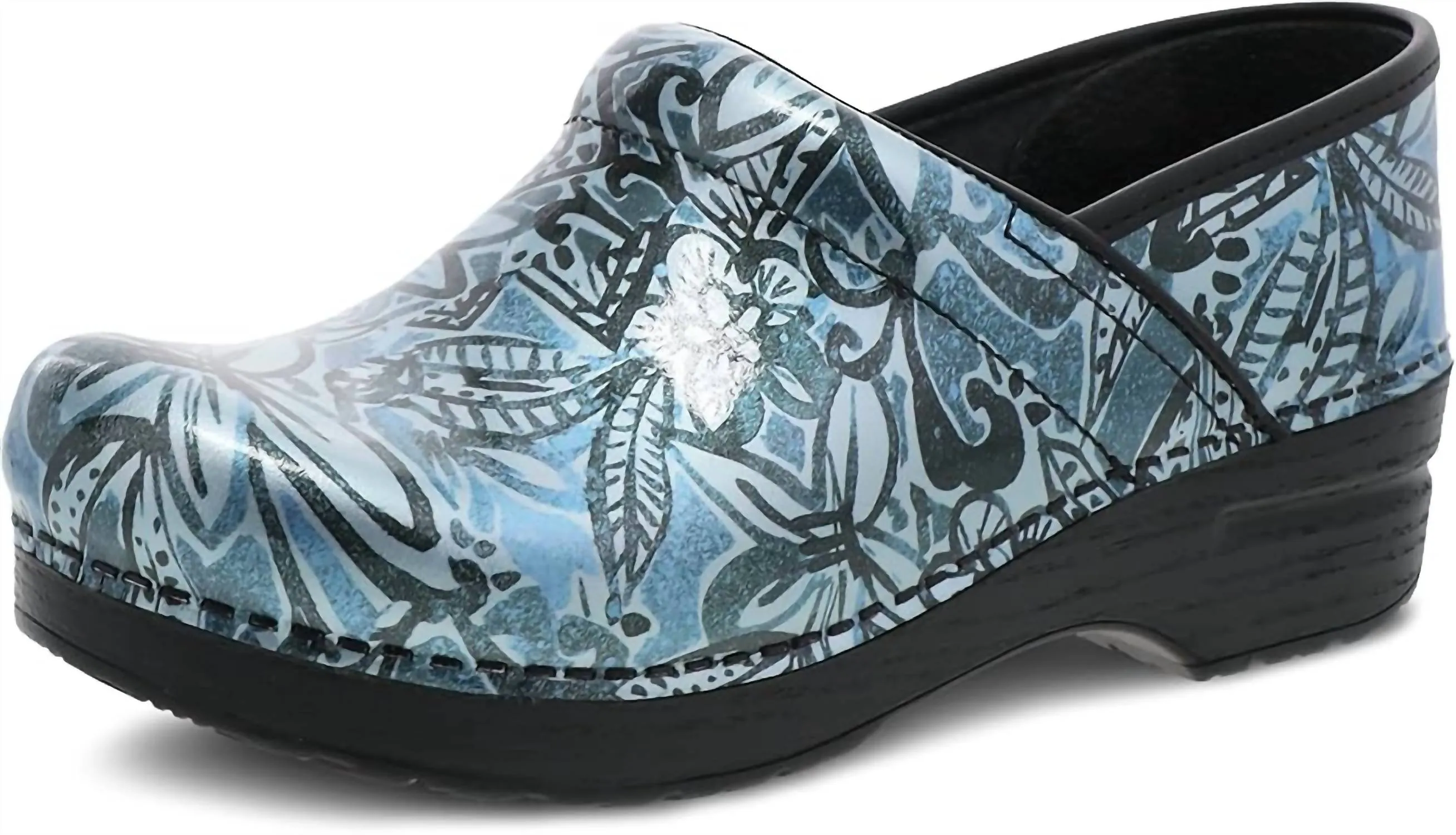 Women Prof Clog In Denim Floral