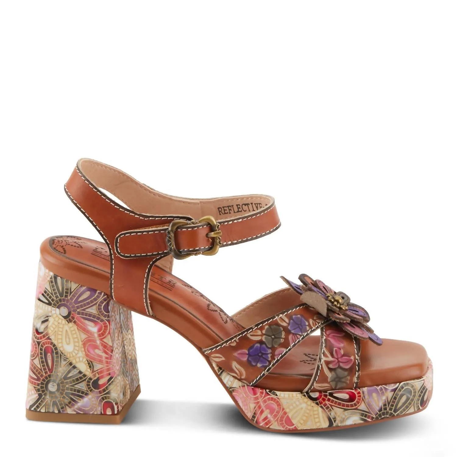 Women Reflective Sandal In Camel Multi