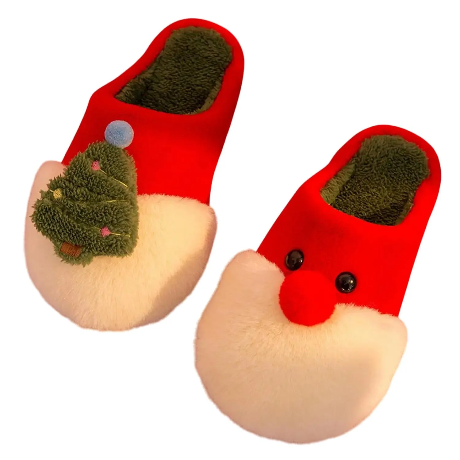 Women Rocking Around The Christmas Tree Fuzzy Slippers In Red