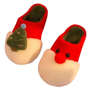 Women Rocking Around The Christmas Tree Fuzzy Slippers In Red