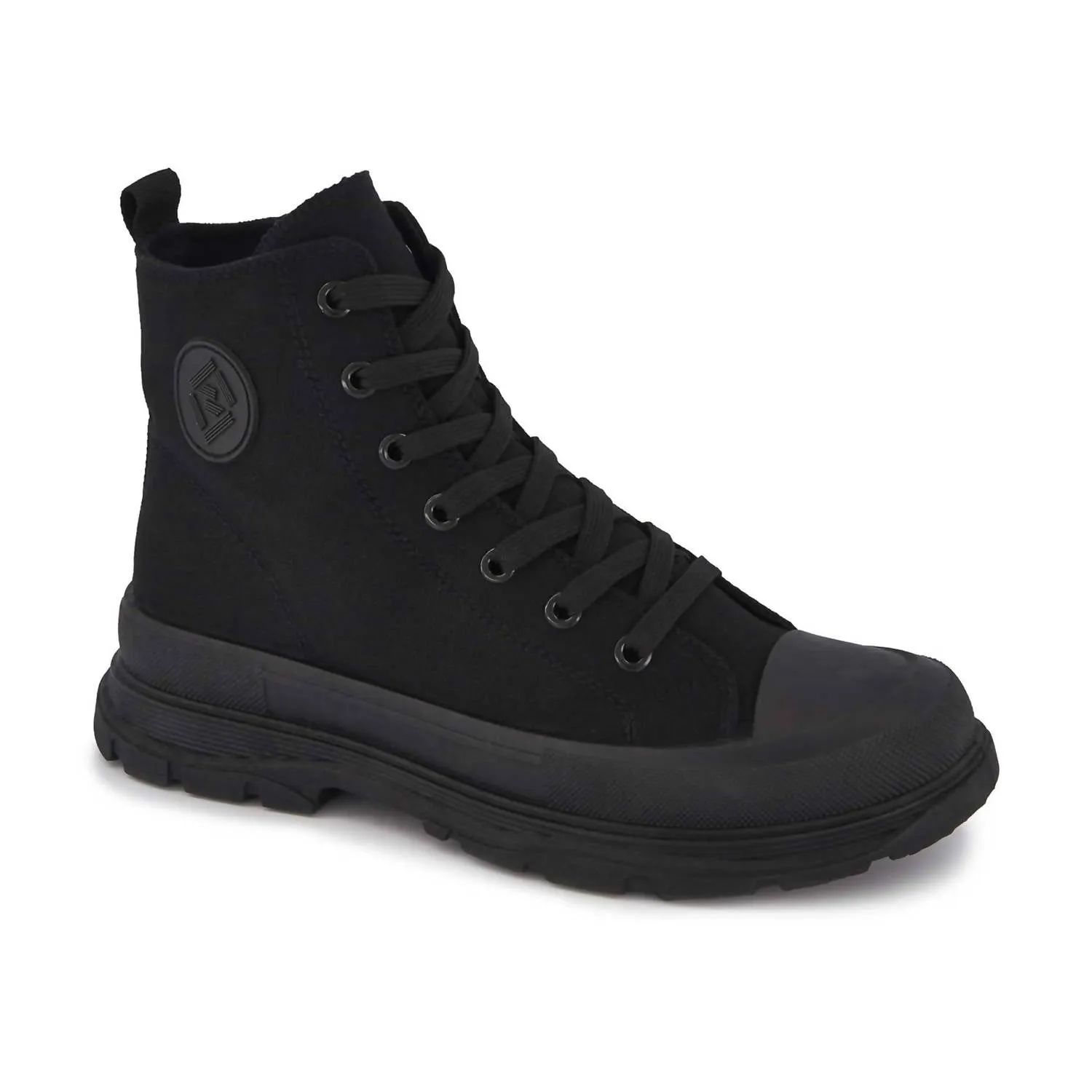Women's Canvas Sneaker Booties With Side Zipper In Black