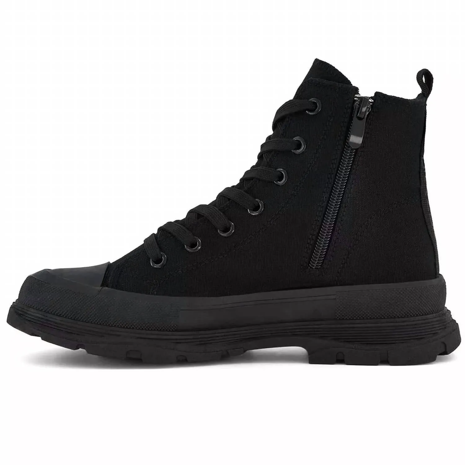 Women's Canvas Sneaker Booties With Side Zipper In Black