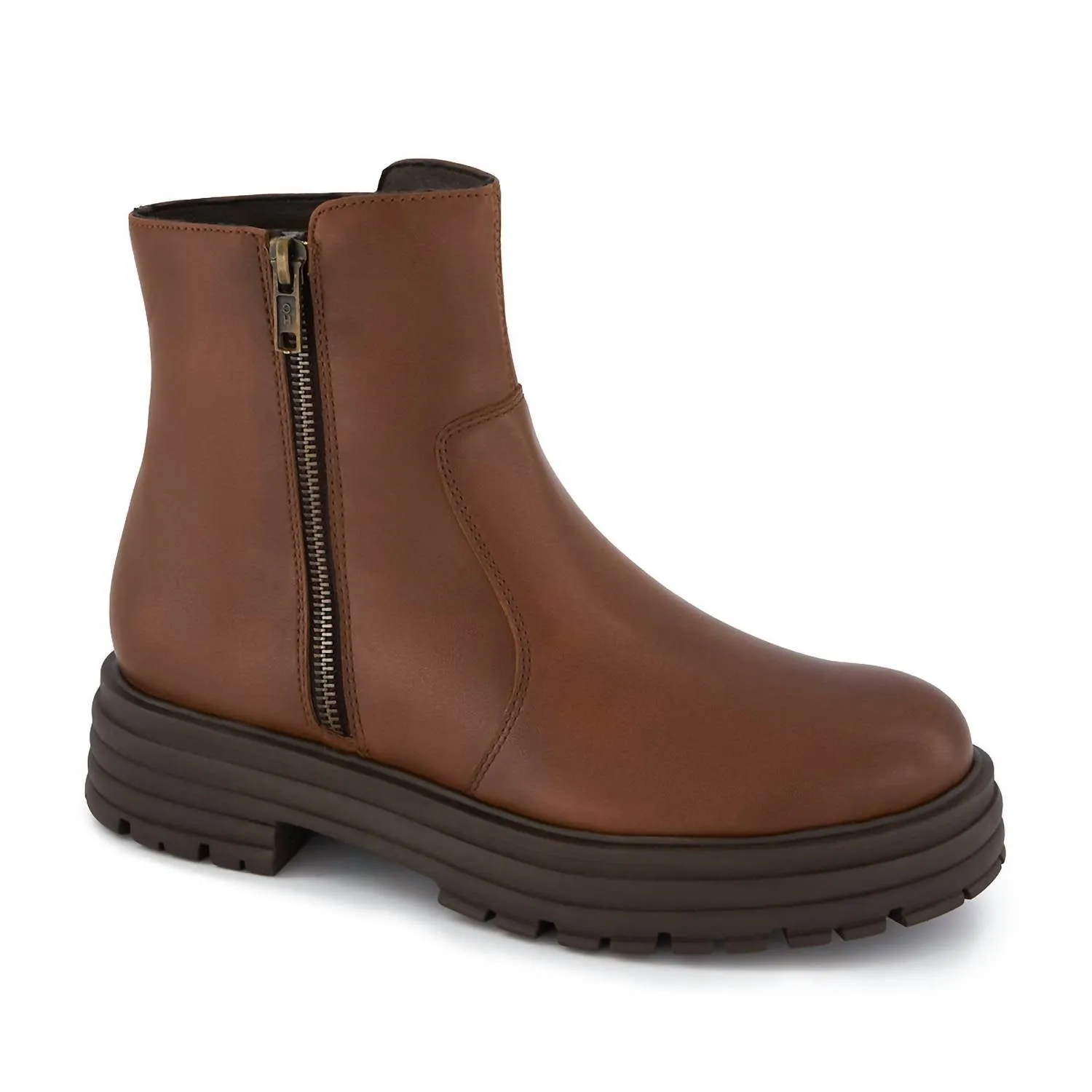 Women's Chelsea Boots With Zipper In Brown