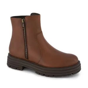 Women's Chelsea Boots With Zipper In Brown