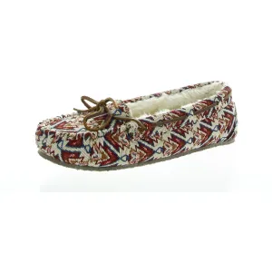 Womens Faux Fur Lined Polyester Moccasin Slippers