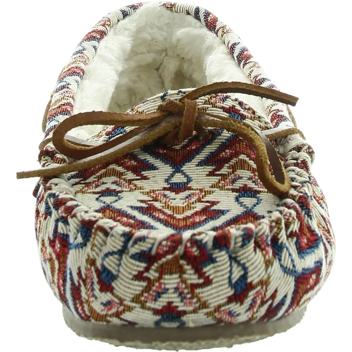 Womens Faux Fur Lined Polyester Moccasin Slippers