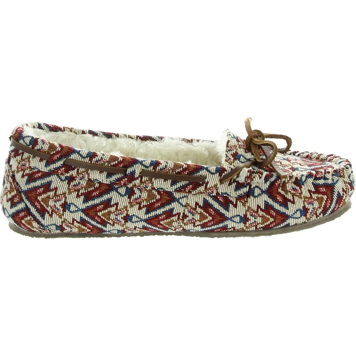 Womens Faux Fur Lined Polyester Moccasin Slippers