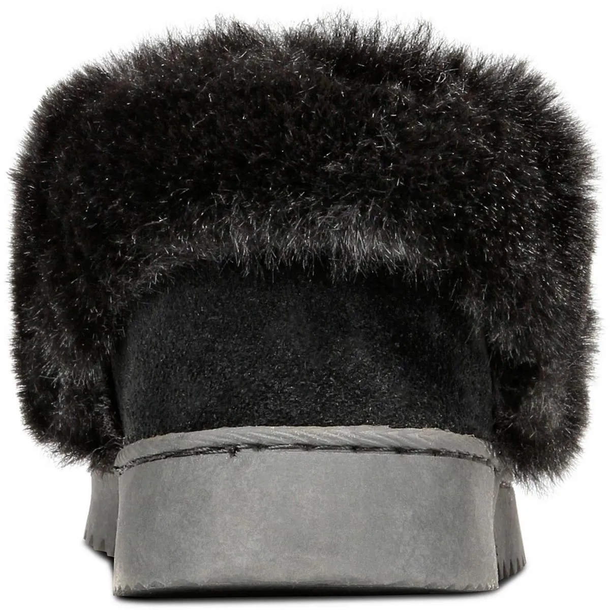 Womens Faux Fur Lined Suede Bootie Slippers
