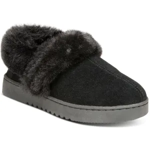 Womens Faux Fur Lined Suede Bootie Slippers
