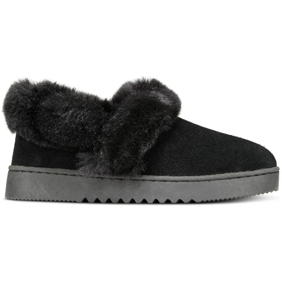 Womens Faux Fur Lined Suede Bootie Slippers