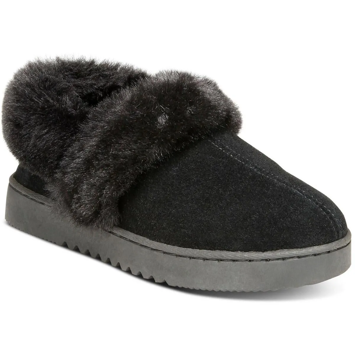 Womens Faux Fur Lined Suede Bootie Slippers